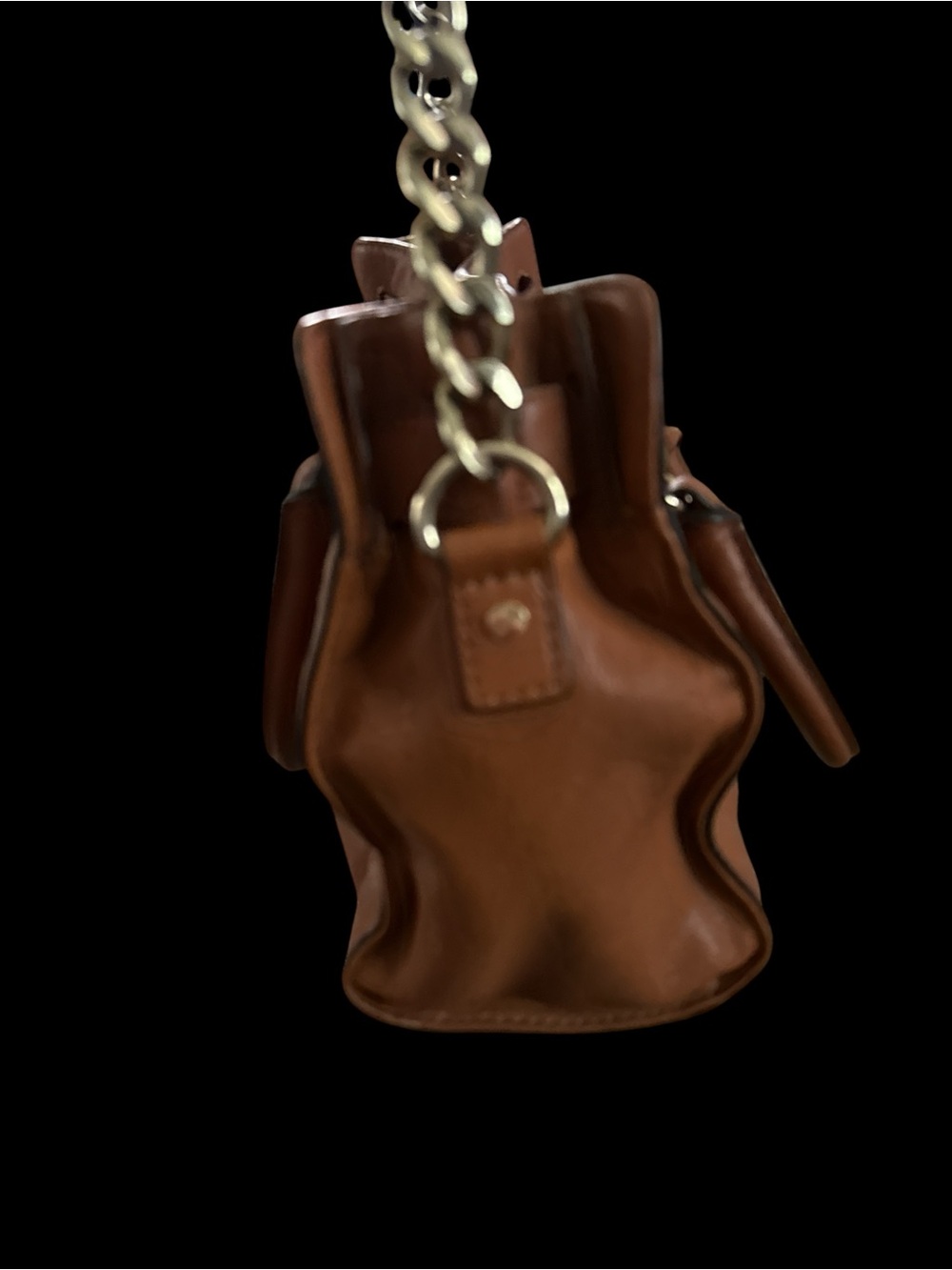 Michael Kors Cognac Leather Satchel with Gold-Tone Lock - Good condition. - Picture 7 of 10